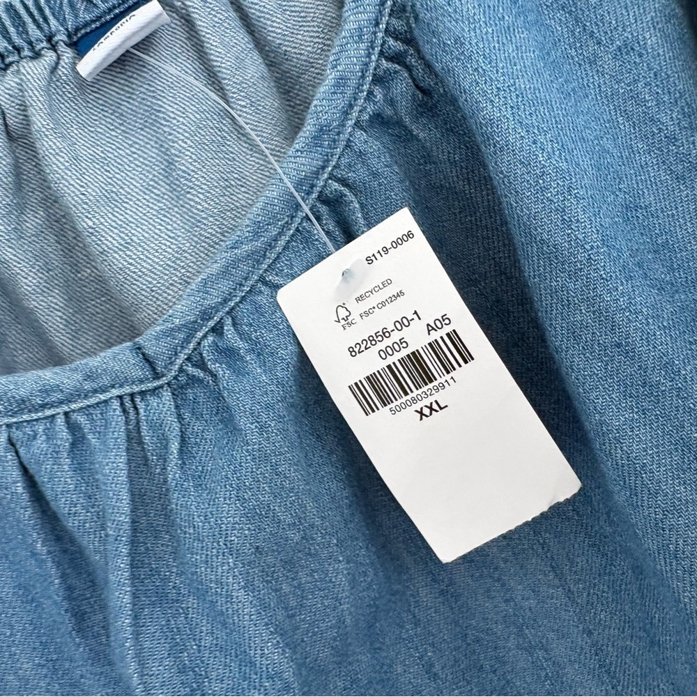 NWT Old Navy Cotton Chambray Boxy Flutter Sleeve Top XXL - Picture 7 of 8